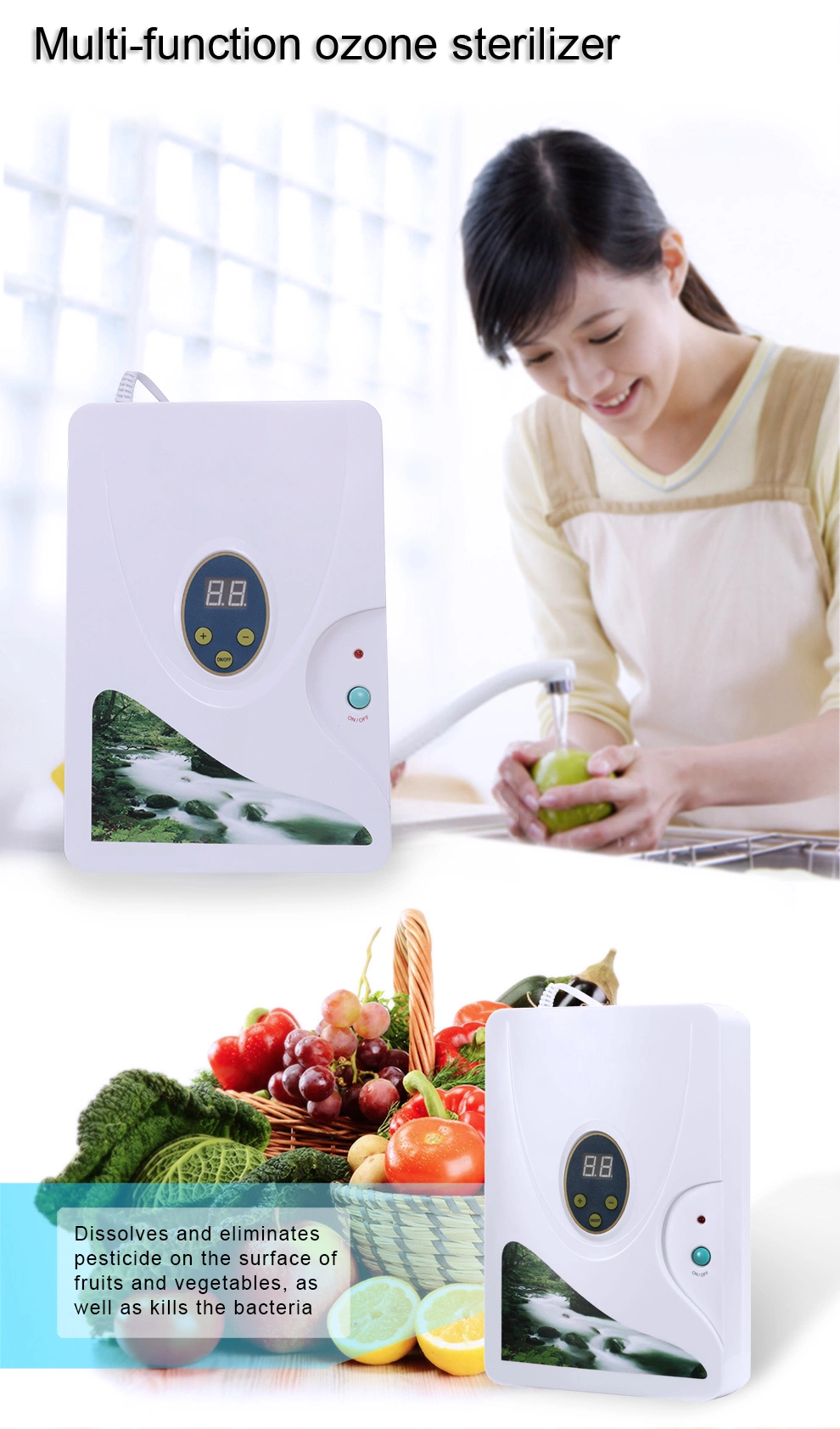 Ozone Generator 500mg Ozone Output for Kitchen Produce Ozone Water Clean Fruit and Vegetable